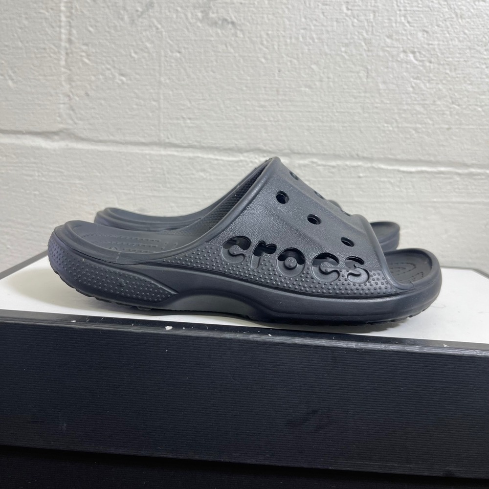 Crocs Baya Slide Sandals‎ Black Comfort Slip On Unisex Women's 7 Men's 5